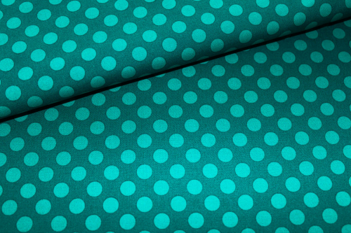 Designerbaumwollstoff Dots teal (10 cm)